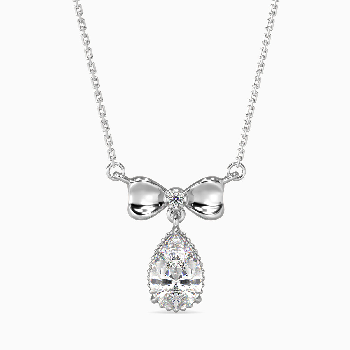 Modern Pear Diamond Solitaire Pendant
