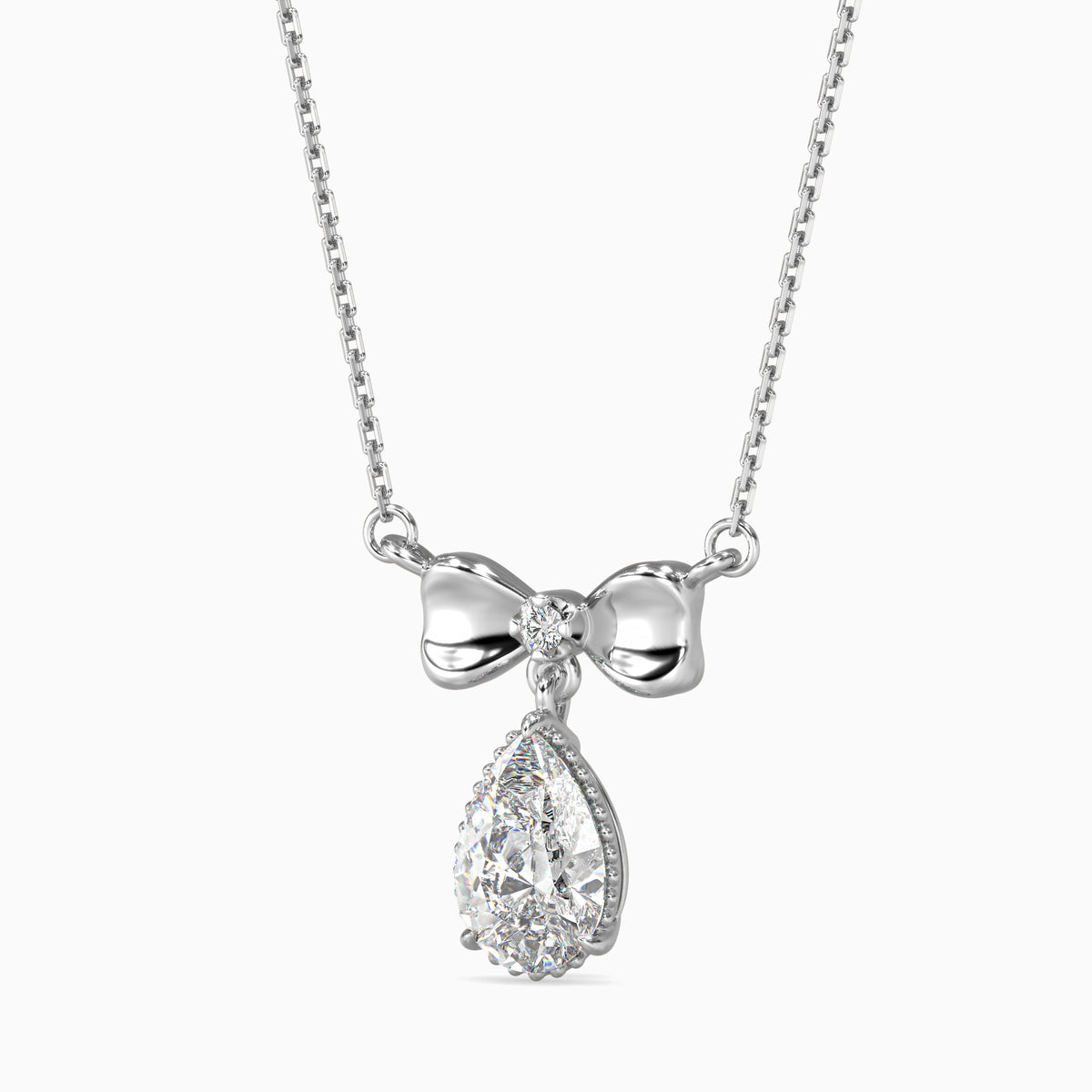 Modern Pear Diamond Solitaire Pendant