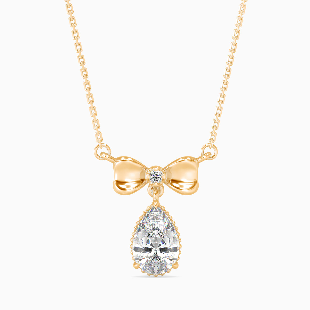 Modern Pear Diamond Solitaire Pendant