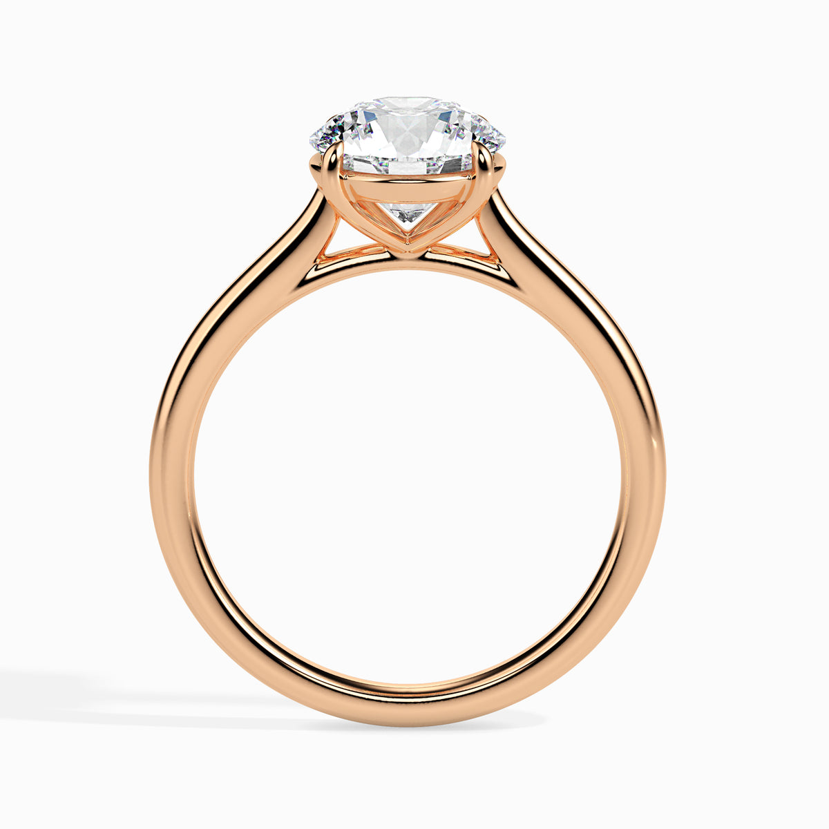 Classic Round Solitaire Diamond Ring With Four Prong Setting - 0.50 To 3.00 Carat- Rose Gold