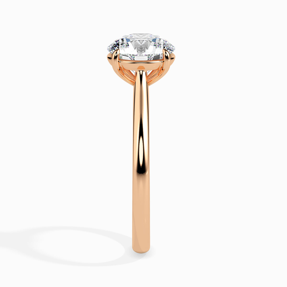 Classic Round Solitaire Diamond Ring With Four Prong Setting - 0.50 To 3.00 Carat- Rose Gold