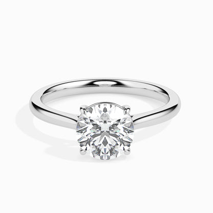 Classic Round Solitaire Diamond Ring With Four Prong Setting - 0.50 To 3.00 Carat- White Gold