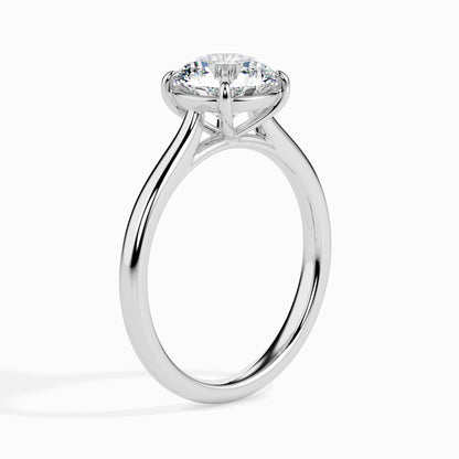 Classic Round Solitaire Diamond Ring With Four Prong Setting - 0.50 To 3.00 Carat- White Gold