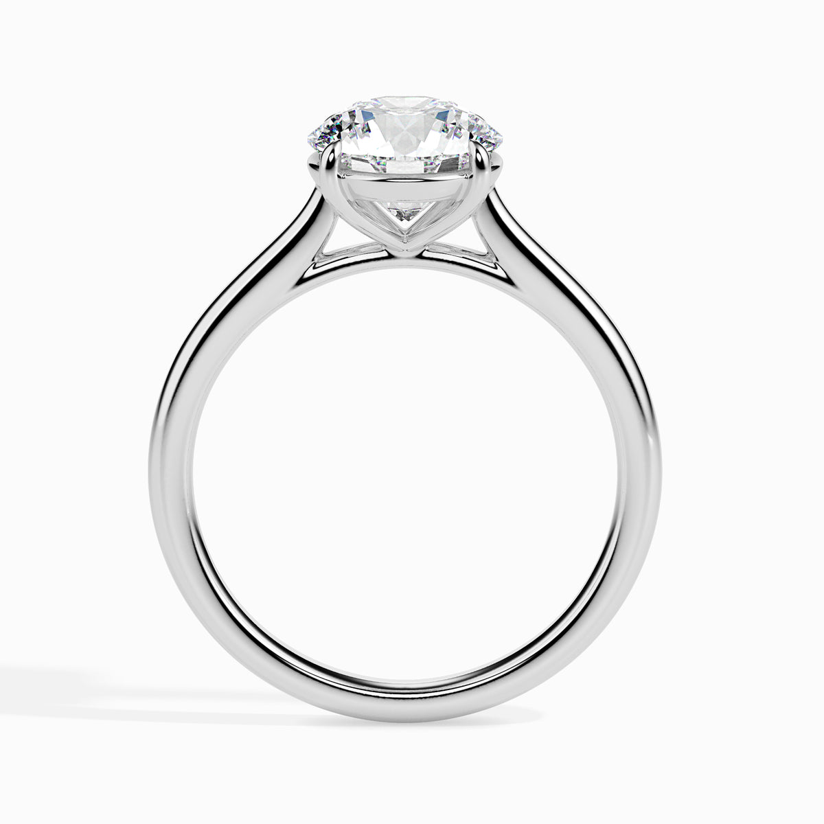Classic Round Solitaire Diamond Ring With Four Prong Setting - 0.50 To 3.00 Carat- White Gold