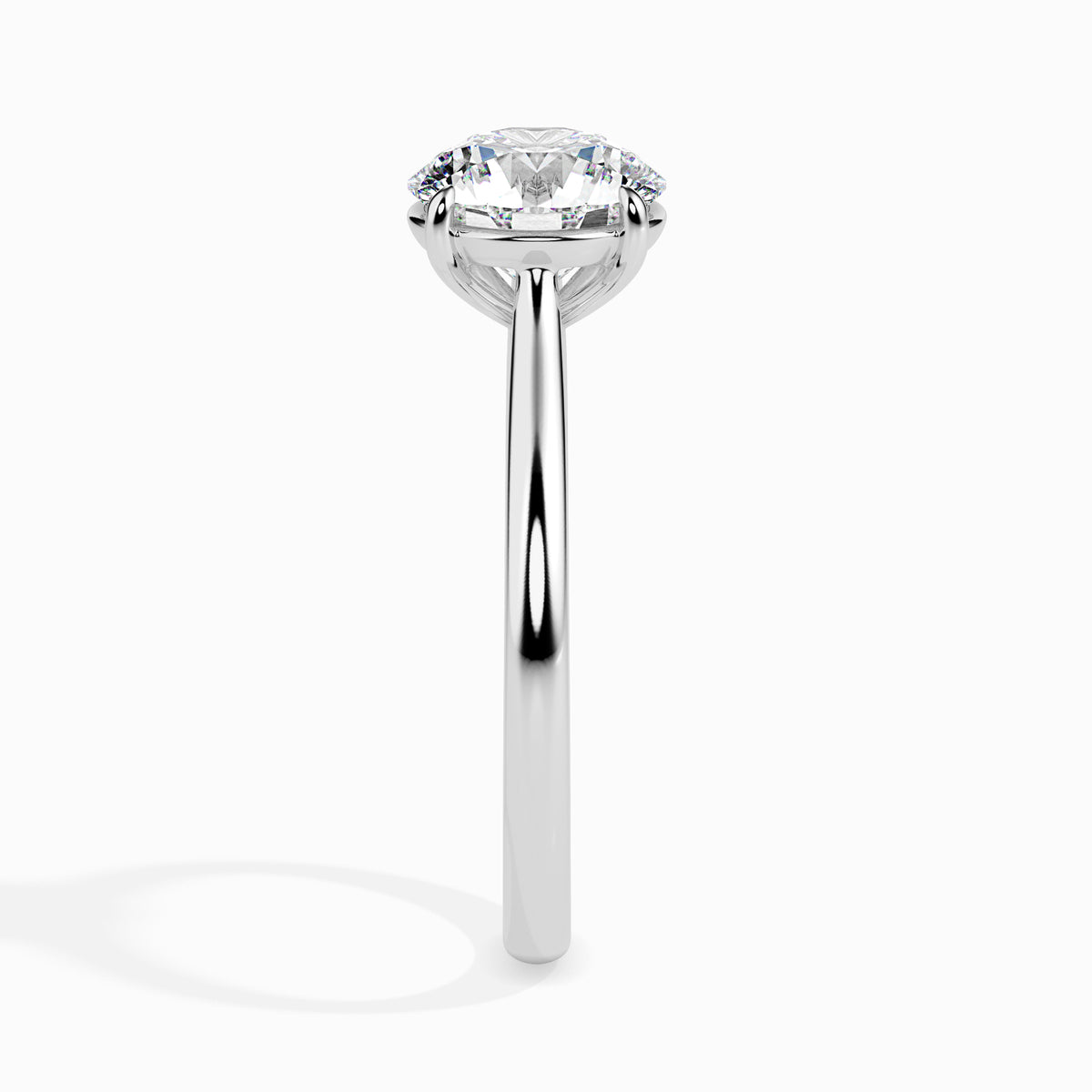 Classic Round Solitaire Diamond Ring With Four Prong Setting - 0.50 To 3.00 Carat- White Gold