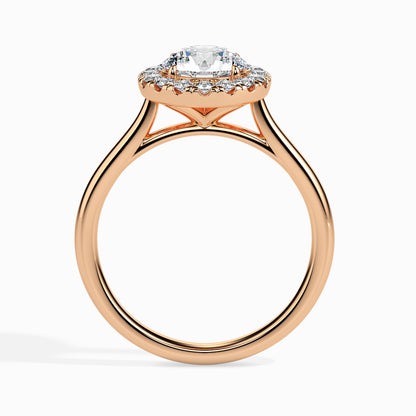 Classic Halo Round Solitaire  0.50 To 3.00 Carat Diamond Ring - Rose Gold