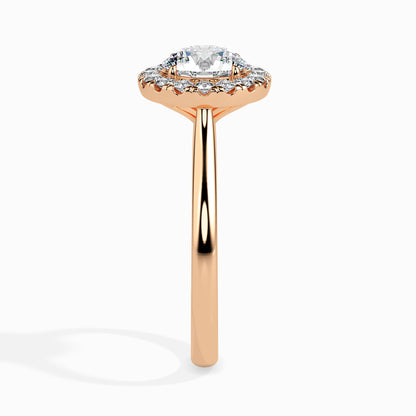 Classic Halo Round Solitaire  0.50 To 3.00 Carat Diamond Ring - Rose Gold