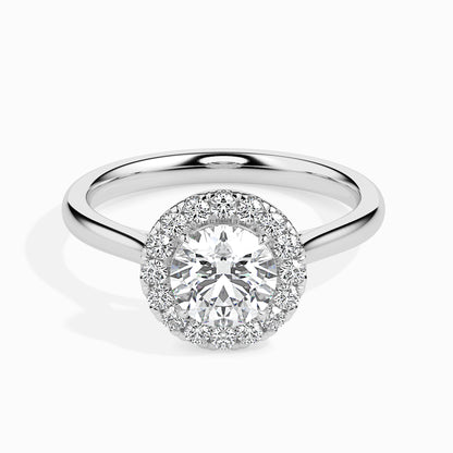 Classic Halo Round Solitaire  0.50 To 3.00 Carat Diamond Ring  - White Gold