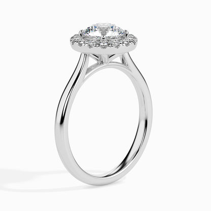 Classic Halo Round Solitaire  0.50 To 3.00 Carat Diamond Ring  - White Gold