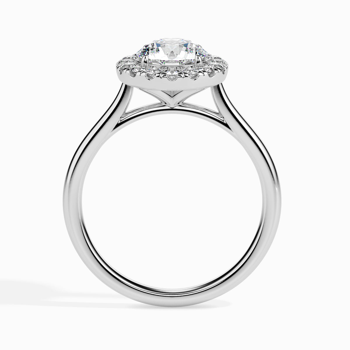 Classic Halo Round Solitaire  0.50 To 3.00 Carat Diamond Ring  - White Gold