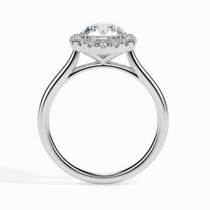 Classic Halo Round Solitaire  0.50 To 3.00 Carat Diamond Ring  - White Gold