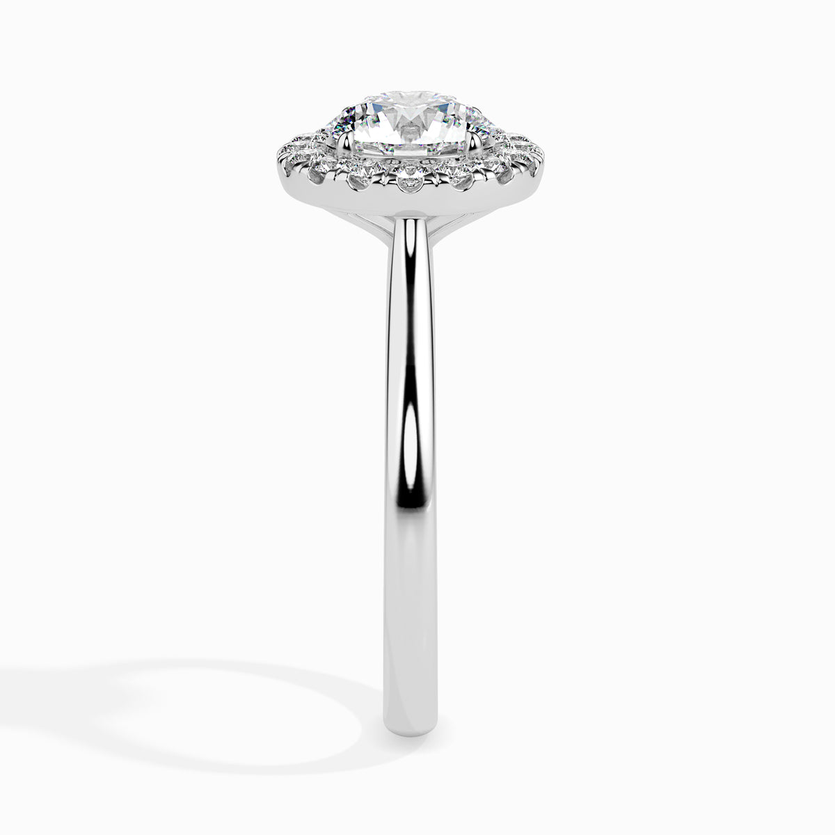 Classic Halo Round Solitaire  0.50 To 3.00 Carat Diamond Ring  - White Gold