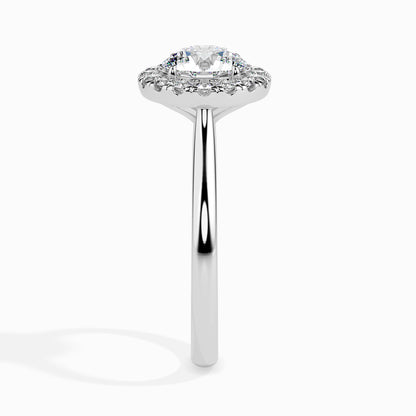 Classic Halo Round Solitaire  0.50 To 3.00 Carat Diamond Ring  - White Gold