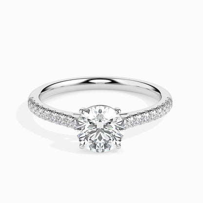 Classic Round Solitaire 0.50 To 3.00 Carat Diamond Ring With Side Stones - White Gold