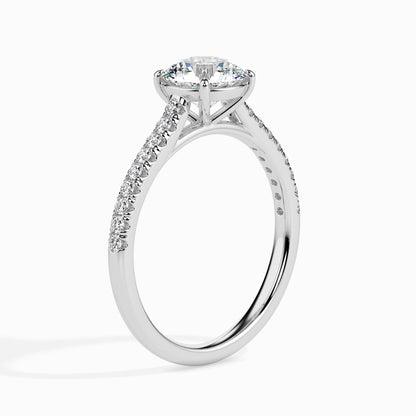Classic Round Solitaire 0.50 To 3.00 Carat Diamond Ring With Side Stones - White Gold