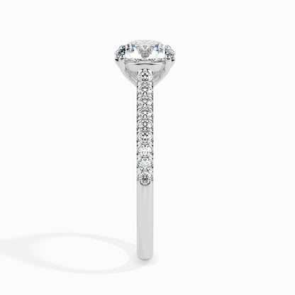Classic Round Solitaire 0.50 To 3.00 Carat Diamond Ring With Side Stones - White Gold