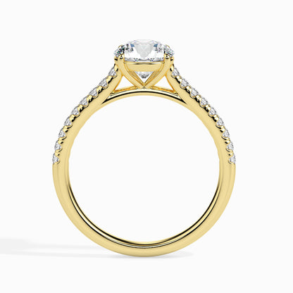 Classic Round Solitaire  0.50 To 3.00 Carat Diamond Ring With Side Stones - Yellow Gold