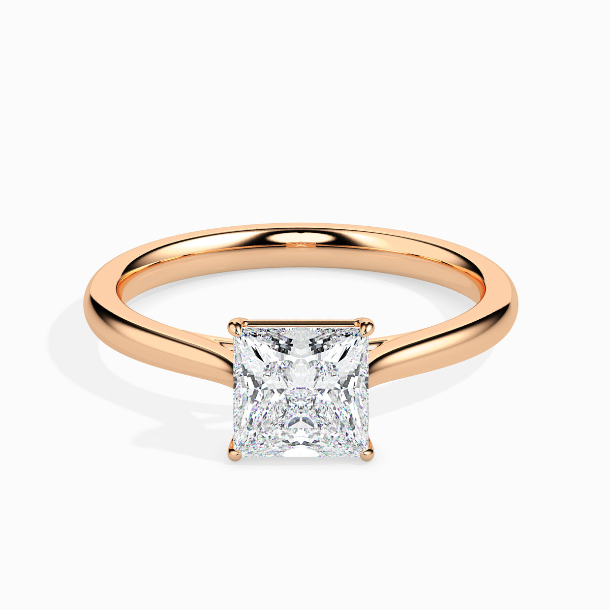 Classic Princess Solitaire Diamond Ring 0.50 To 5.00 Carat - Rose Gold