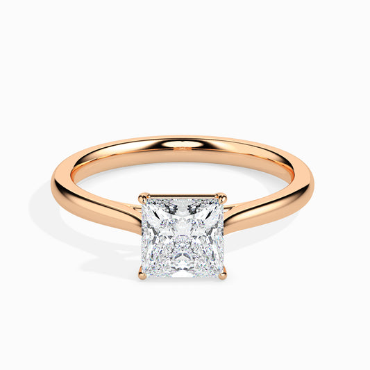 Classic Princess Solitaire Diamond Ring 0.50 To 5.00 Carat - Rose Gold