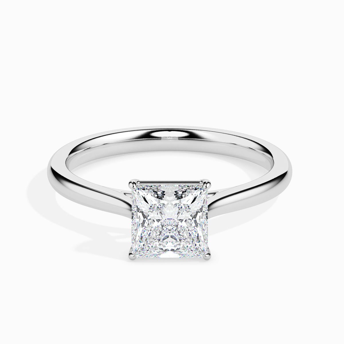 Classic Princess Solitaire Diamond Ring 0.50 To 5.00 Carat - White Gold