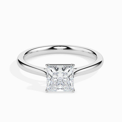 Classic Princess Solitaire Diamond Ring 0.50 To 5.00 Carat - White Gold