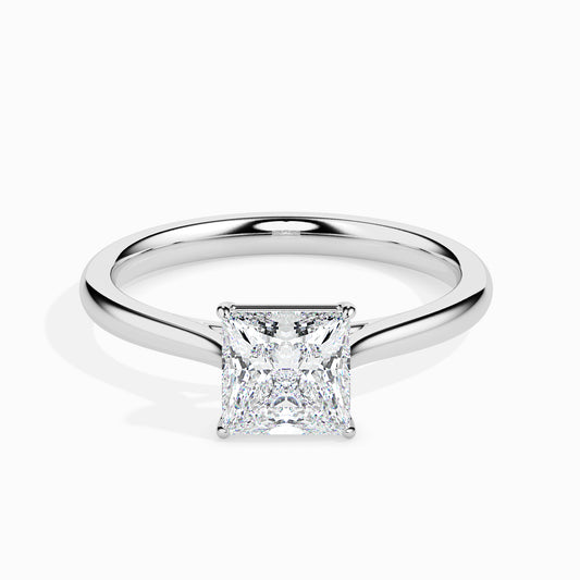 Classic Princess Solitaire Diamond Ring 0.50 To 5.00 Carat - White Gold