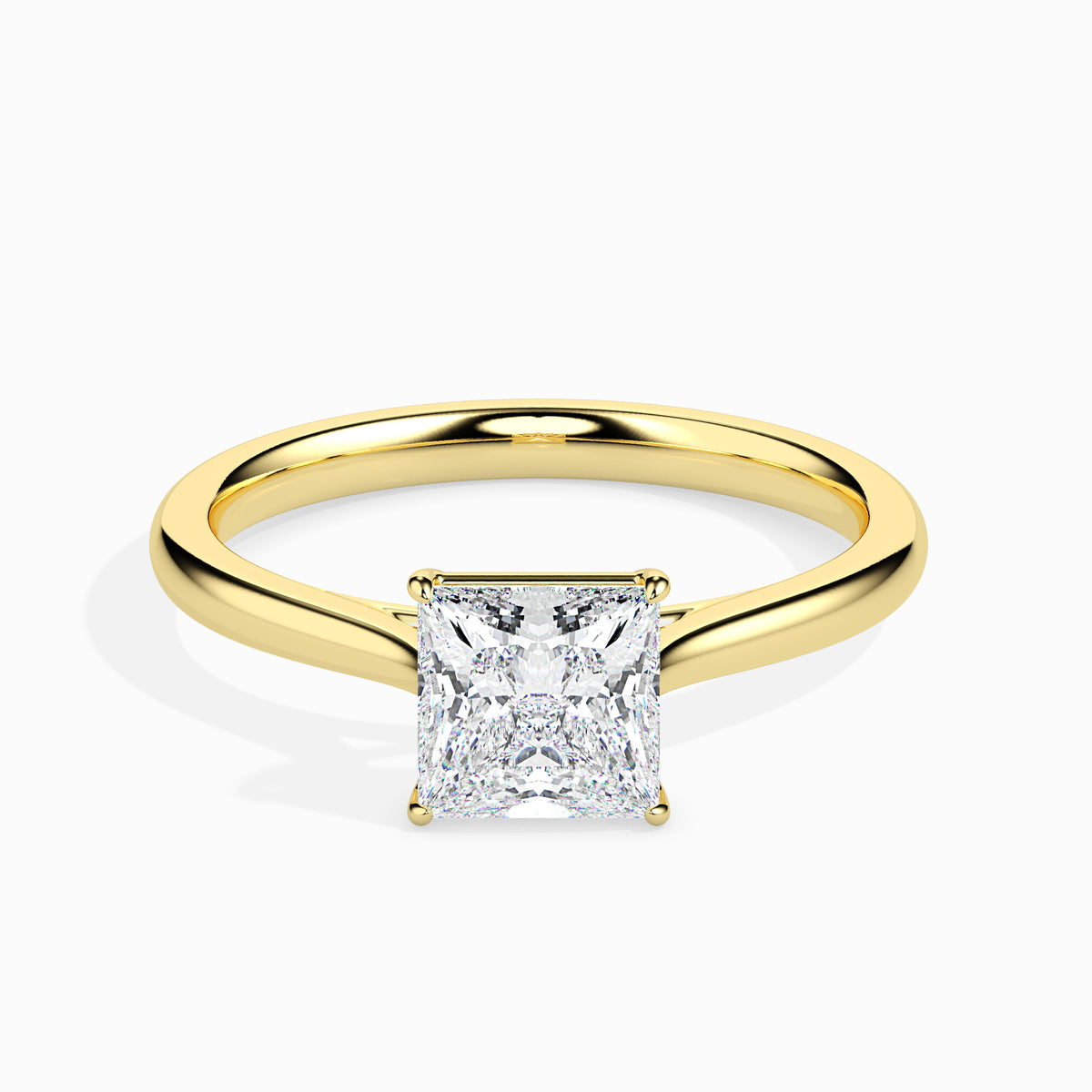 Classic Princess Solitaire Diamond Ring 0.50 To 5.00 Carat - Yellow Gold