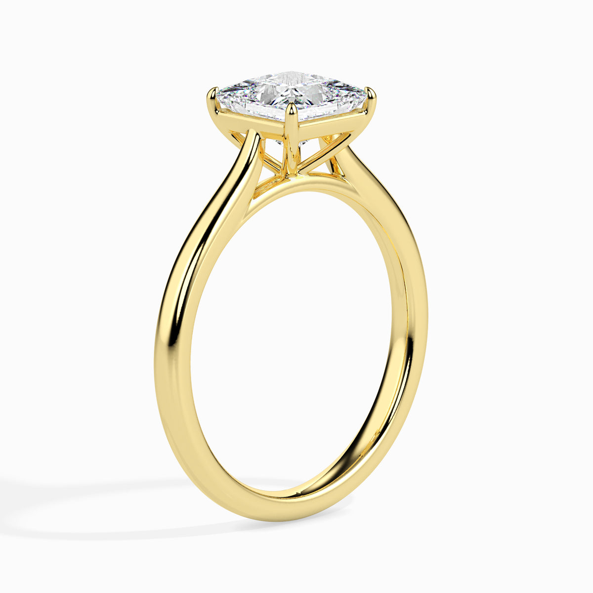 Classic Princess Solitaire Diamond Ring 0.50 To 5.00 Carat - Yellow Gold