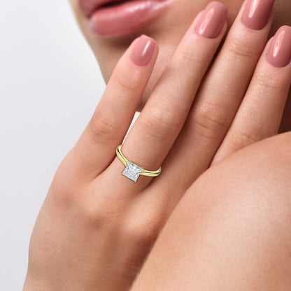 Classic Princess Solitaire Diamond Ring 0.50 To 5.00 Carat - Yellow Gold