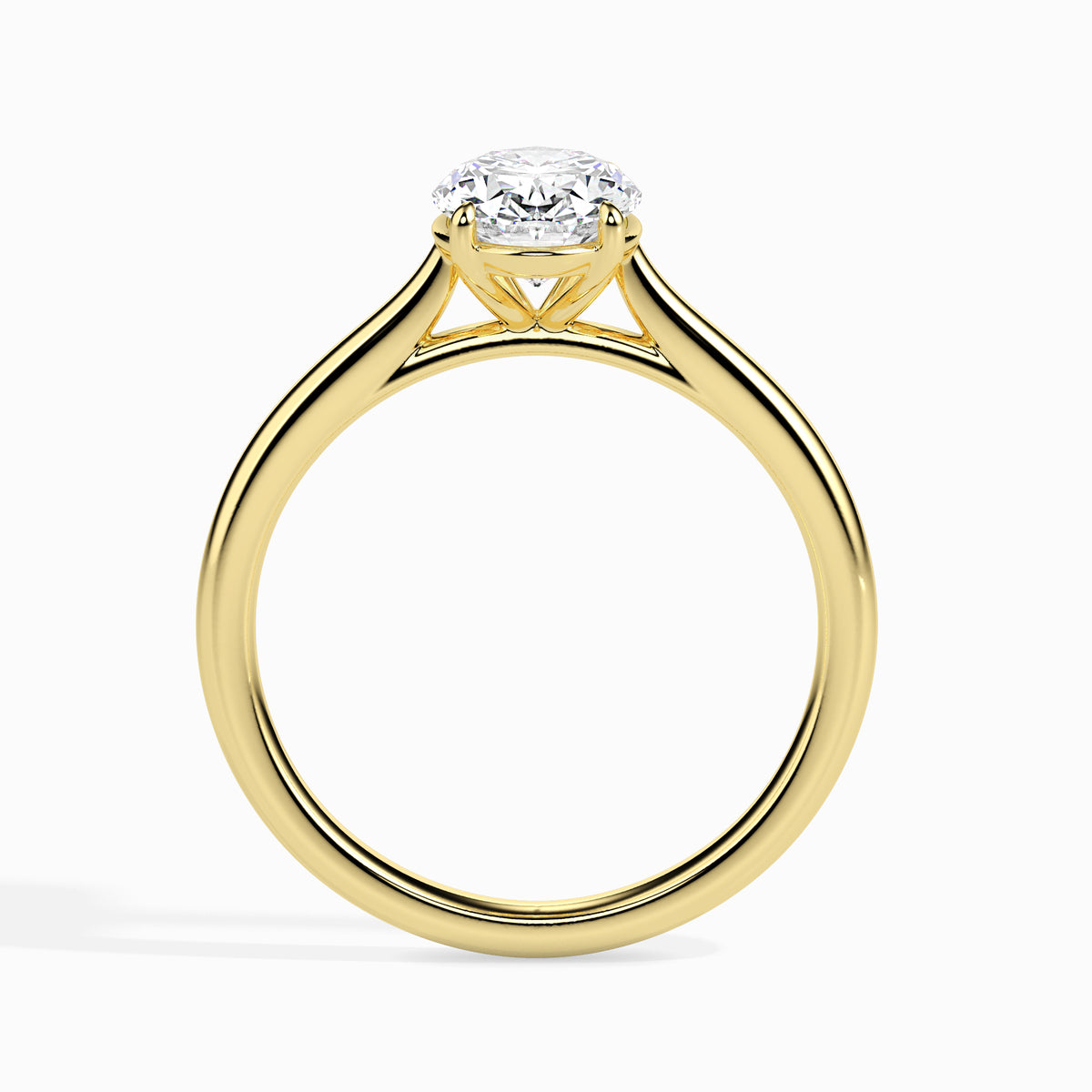 Classic Oval Solitaire Diamond Ring 0.50 To 5.00 Carat - Yellow Gold