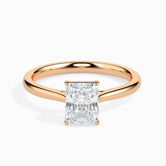 Classic Rectangular Radiant Solitaire Diamond Ring 0.50 To 5.00 Carat - Rose Gold
