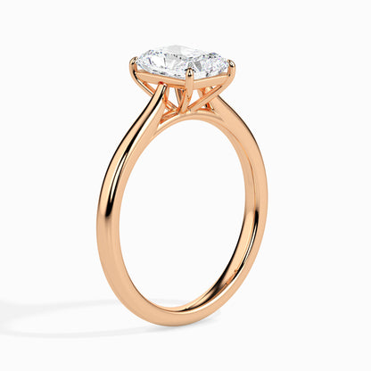 Classic Rectangular Radiant Solitaire Diamond Ring 0.50 To 5.00 Carat - Rose Gold