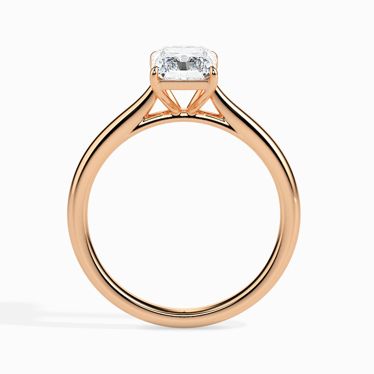 Classic Rectangular Radiant Solitaire Diamond Ring 0.50 To 5.00 Carat - Rose Gold