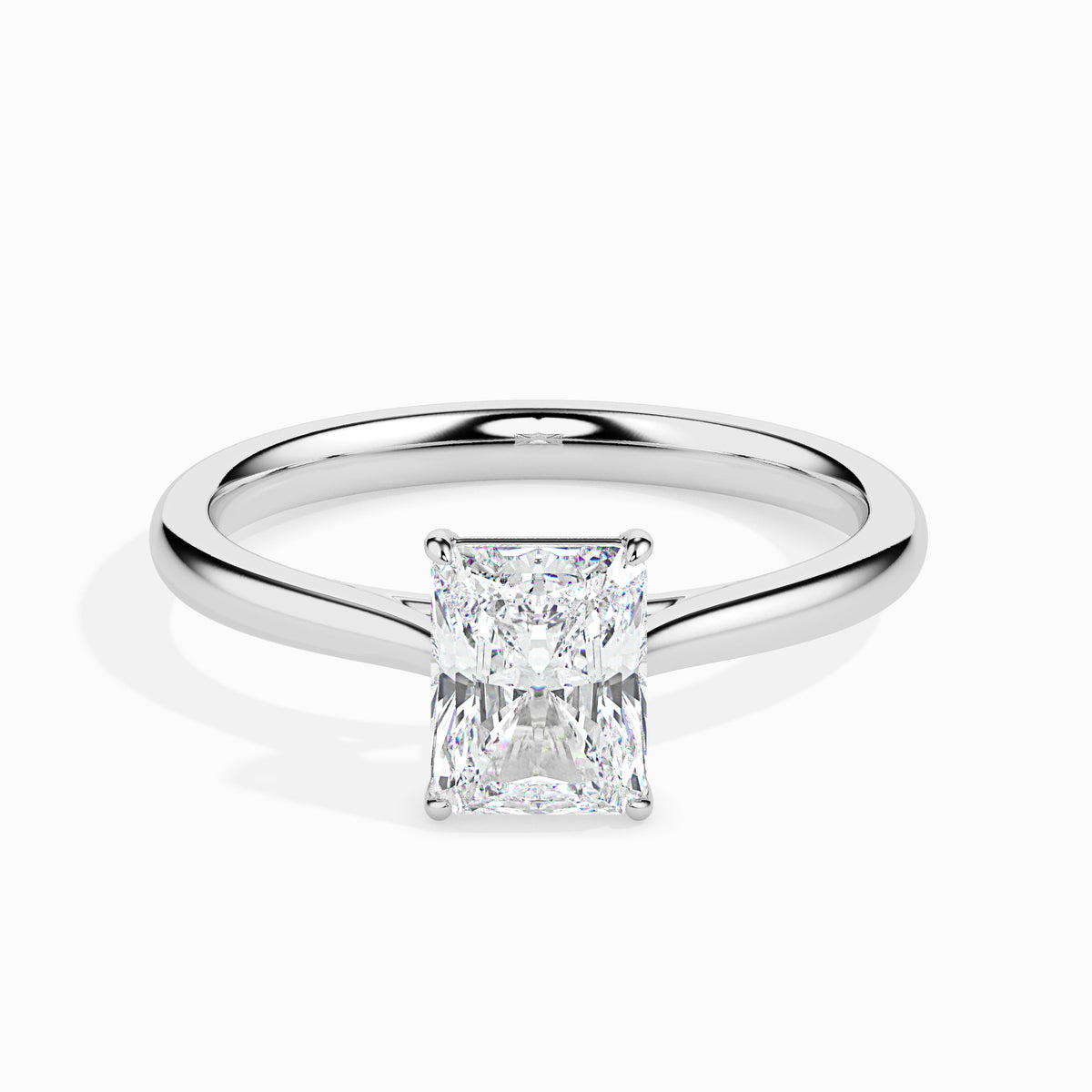 Classic Rectangular Radiant Solitaire Diamond Ring 0.50 To 5.00 Carat - White Gold