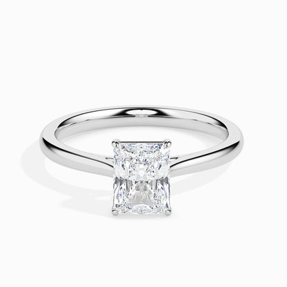 Classic Rectangular Radiant Solitaire Diamond Ring 0.50 To 5.00 Carat - White Gold