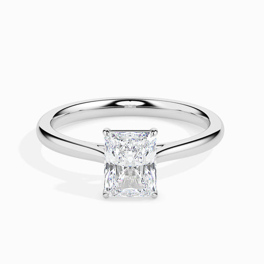 Classic Rectangular Radiant Solitaire Diamond Ring 0.50 To 5.00 Carat - White Gold