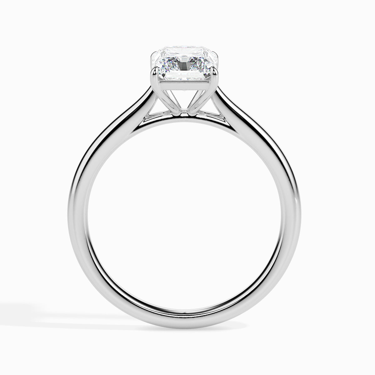 Classic Rectangular Radiant Solitaire Diamond Ring 0.50 To 5.00 Carat - White Gold