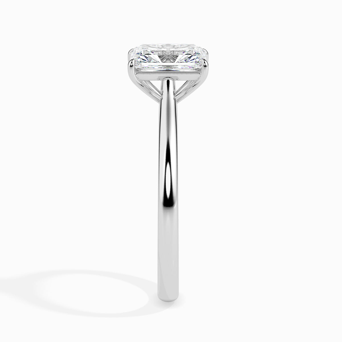 Classic Rectangular Radiant Solitaire Diamond Ring 0.50 To 5.00 Carat - White Gold