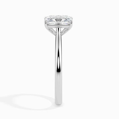Classic Rectangular Radiant Solitaire Diamond Ring 0.50 To 5.00 Carat - White Gold