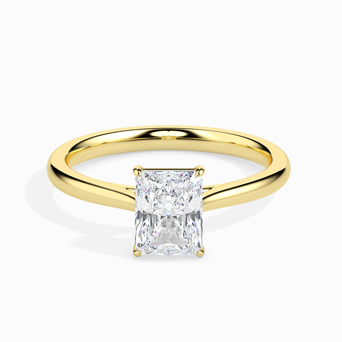 Classic Rectangular Radiant Solitaire Diamond Ring 0.50 To 5.00 Carat - Yellow Gold