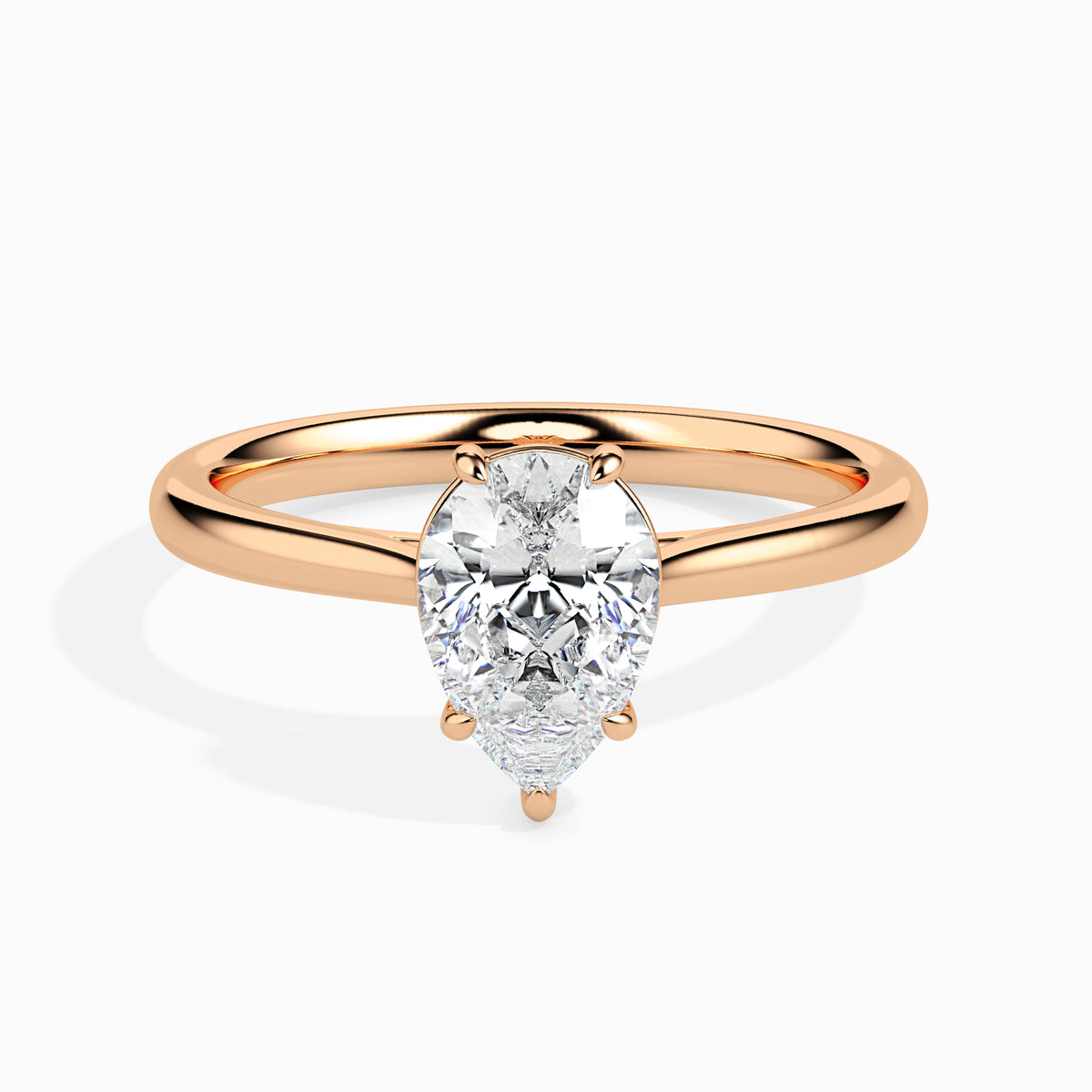 Classic Pear Solitaire Diamond Ring 0.50 To 5.00 Carat - Rose Gold
