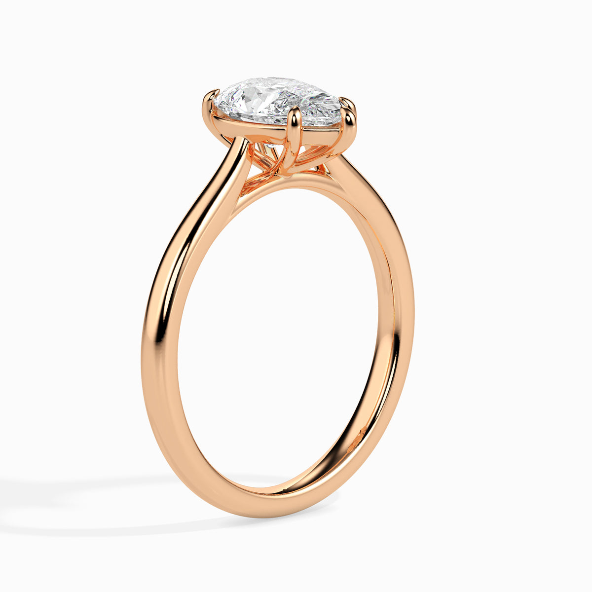 Classic Pear Solitaire Diamond Ring 0.50 To 5.00 Carat - Rose Gold
