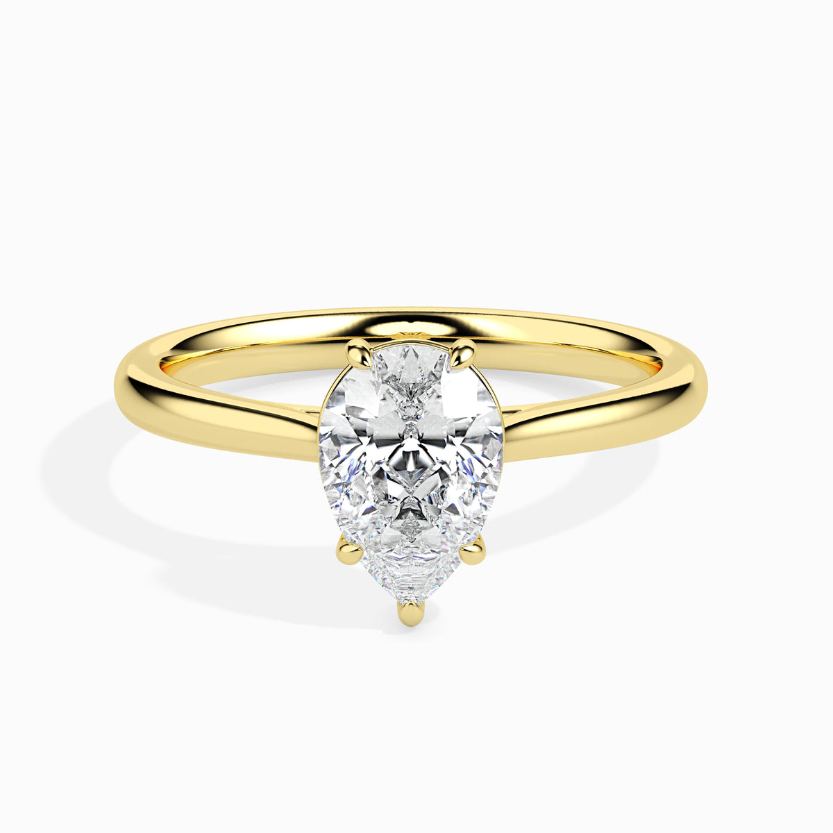 Classic Pear Solitaire Diamond Ring 0.50 To 5.00 Carat - Yellow Gold