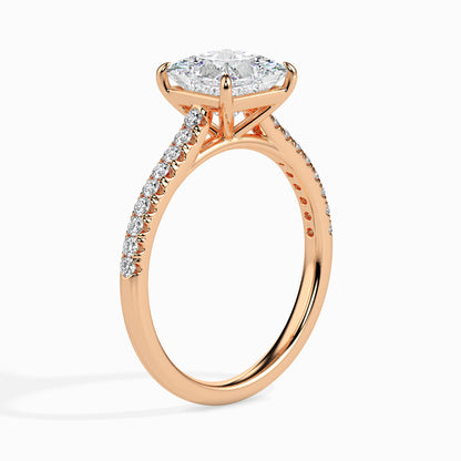 Classic Princess  Solitaire  0.50 To 3.00 Carat Diamond Ring With Side Stones - Rose Gold