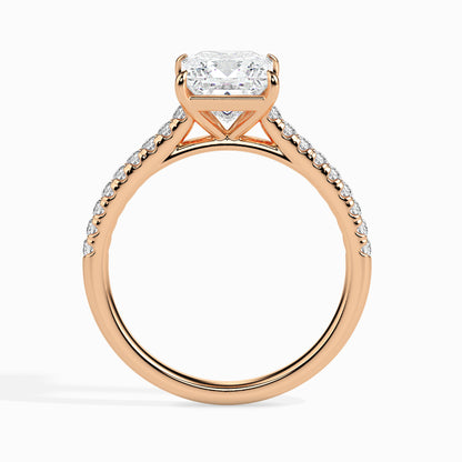 Classic Princess  Solitaire  0.50 To 3.00 Carat Diamond Ring With Side Stones - Rose Gold