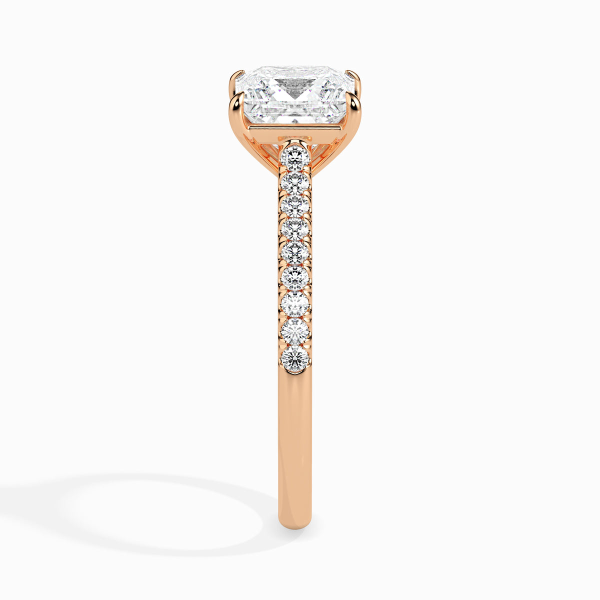 Classic Princess  Solitaire  0.50 To 3.00 Carat Diamond Ring With Side Stones - Rose Gold