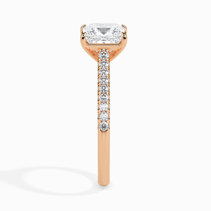 Classic Princess  Solitaire  0.50 To 3.00 Carat Diamond Ring With Side Stones - Rose Gold