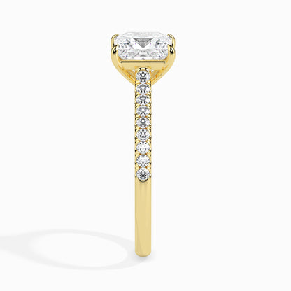 Classic Princess  Solitaire  0.50 To 3.00 Carat Diamond Ring With Side Stones - Yellow Gold