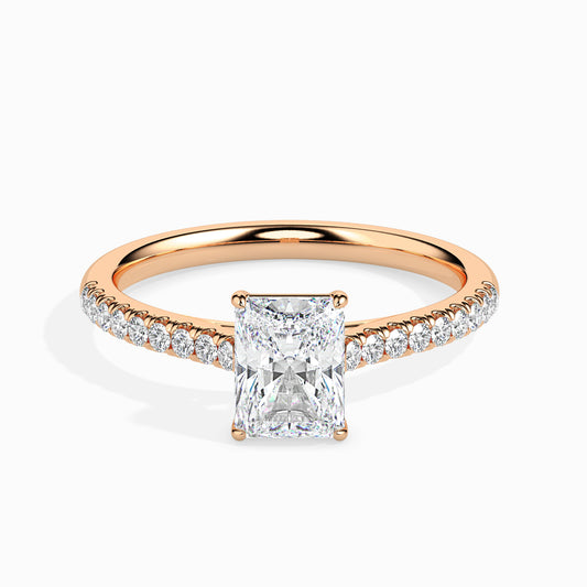 Classic Rectangular Radiant  Solitaire  0.50 To 3.00 Carat Diamond Ring With Side Stones - Rose Gold