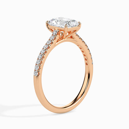 Classic Rectangular Radiant  Solitaire  0.50 To 3.00 Carat Diamond Ring With Side Stones - Rose Gold